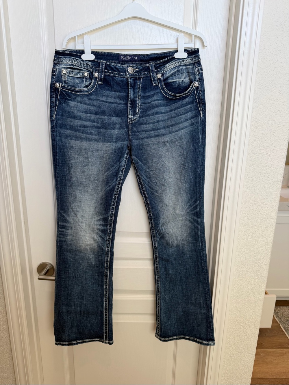 Miss Me Aztec Embroidered Bootcut Jeans - Size 34. New without Tags